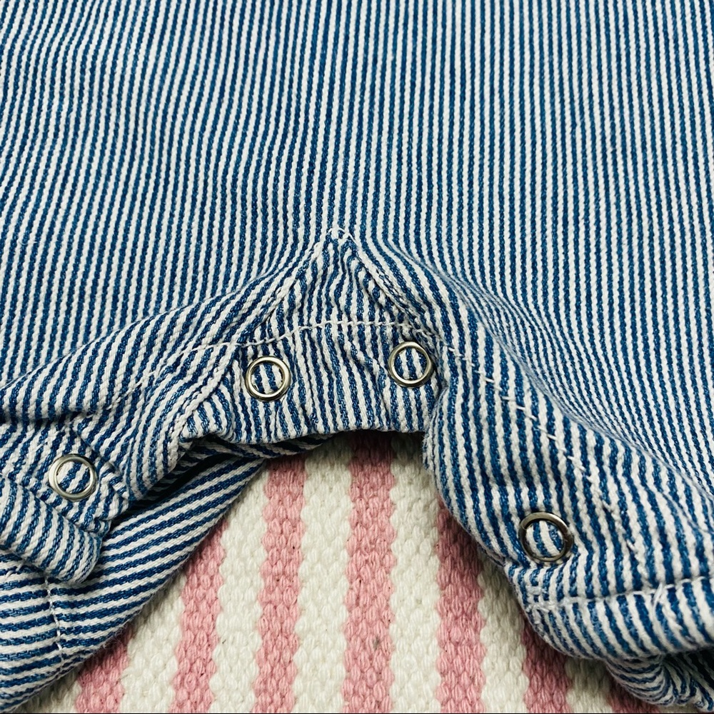 Ralph Lauren Polo Blue Pin Stripe Flag Overalls Infant Child Size 12 18 Months - Picture 3 of 8